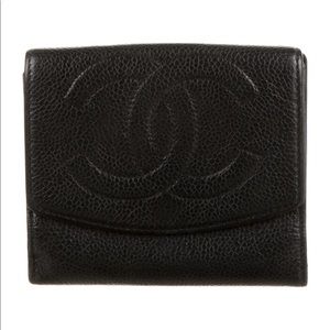 Chanel Black Caviar Compact Wallet